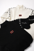 MiLLA ALEXANDRA Signature contrast stitch sweater in White Soft Knitwear Statement